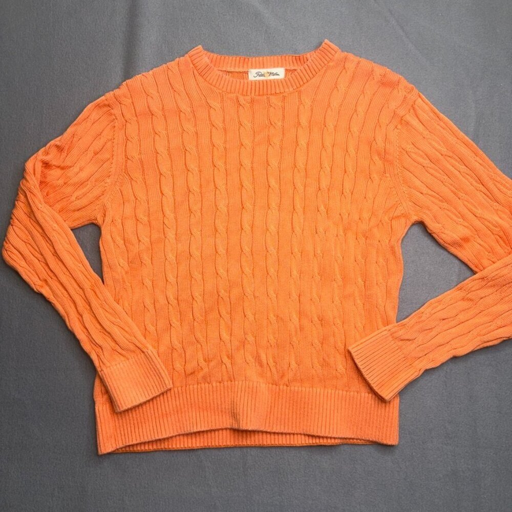 Women's Peter Millar 100% Pima Cotton Cable Knit Crew Neck Sweater Orange sz. L